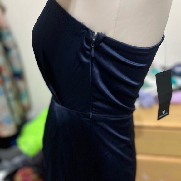 Lulu's Elegant Midnight One Shoulder Dress - Picture 8 of 8